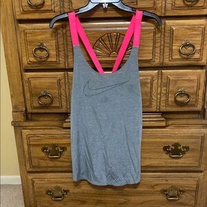 Nike Dri-Fit Tank Top with Pink Straps Gray Women’s Size XL. NWT